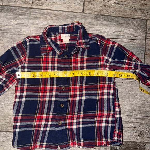 Crewcuts Boys Plaid Flannel Shirt Size 2 Red Navy Yellow Button Down - Picture 7 of 7